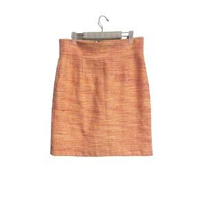 NWOT Antonio Melani Peach, Coral, and Cream Wool Tweed Pencil Skirt Size 10
